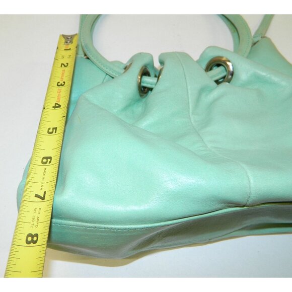 Mint Green Wilsons Leather Maxima Drawstring Handbag Dual Straps  Adj Crossbody - Picture 8 of 12